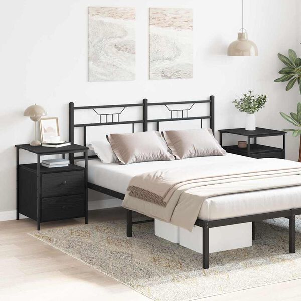 vidaXL Nachtkastje 2 pcs Zwart Eiken 34 x 35,5 x 50 cm Bewerkt hout