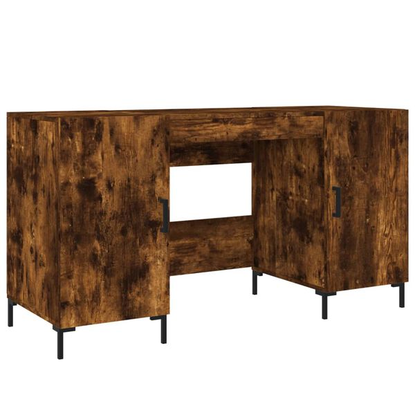 vidaXL Bureau 140x50x75 cm bewerkt hout gerookt eikenkleurig