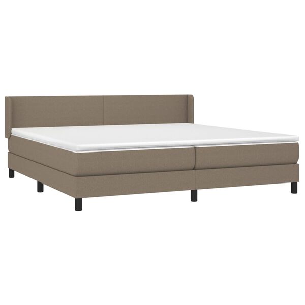 vidaXL Boxspring met matras stof taupe 200x200 cm