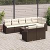vidaXL Bankstel met kussen 9 pcs Bruin poly rattan