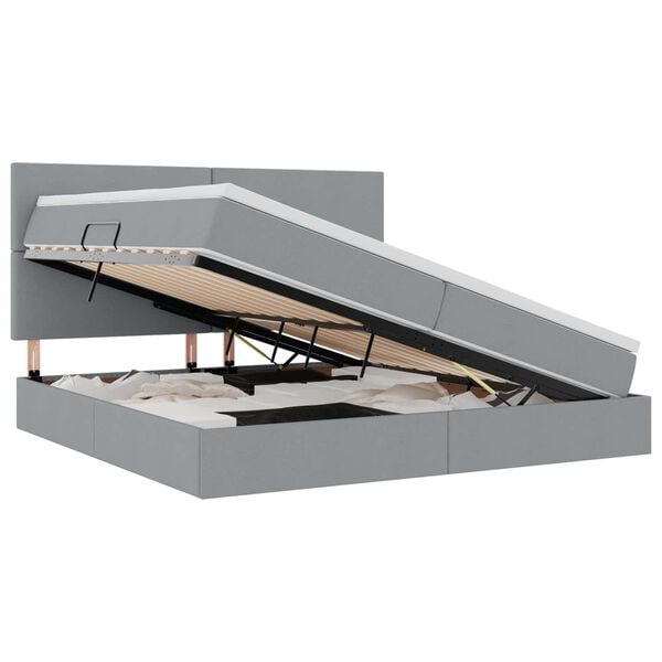 vidaXL Opslag bed met matras Lichtgrijs 200 x 200 cm Polyester