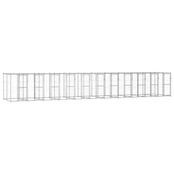 vidaXL Hondenkennel met dak 26,62 m&sup2; gegalvaniseerd staal
