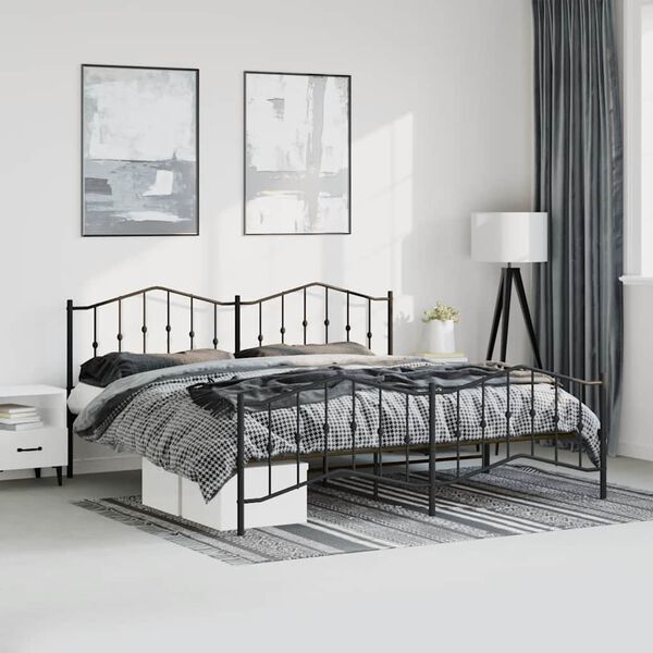 vidaXL Bedframe met hoofd- en voeteneinde metaal zwart 193x203 cm