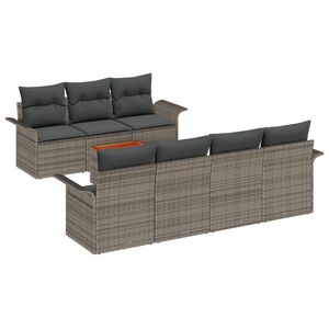vidaXL Tuinbankenset met opslag 8 pcs Grijs poly rattan