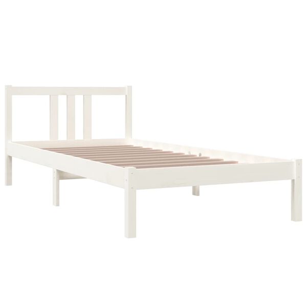 vidaXL Bedframe massief hout wit 90x200 cm