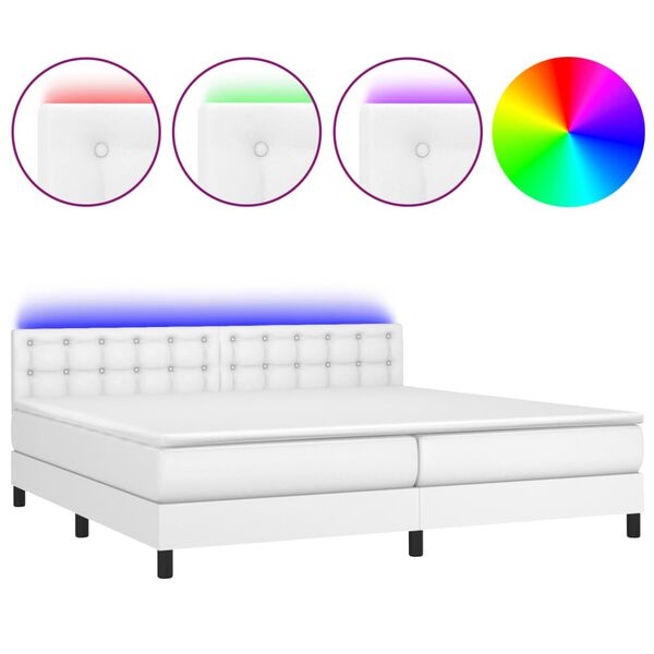 vidaXL Boxspring met matras en LED kunstleer wit 200x200 cm
