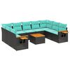 vidaXL 10-delige Loungeset met kussens poly rattan zwart