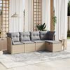 vidaXL 5-delige Loungeset met kussens poly rattan gemengd beige