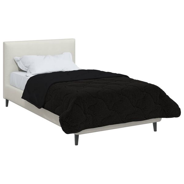 vidaXL Vol jaar dekbed Zwart 135 x 220 cm Microfiber en Teddy fleece