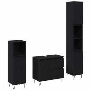 vidaXL Badkamermeubelset met lade 3 pcs Zwart Eiken 30 x 30 x 190 cm