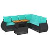 vidaXL 7-delige Loungeset met kussens poly rattan zwart