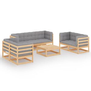 vidaXL 8-delige Loungeset met kussens massief grenenhout