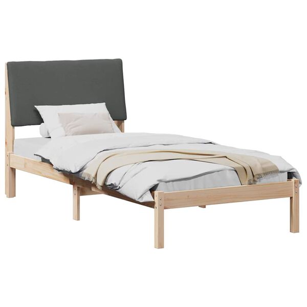 vidaXL Bedframe Bruin en donkergrijs 90 x 200 cm Massief grenenhout