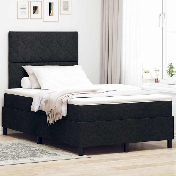 vidaXL Boxspring bed met matras met LED Zwart 120 x 190 cm Stof