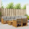 vidaXL Sofa-Sets 9 pcs Natuurlijk en Lichtgrijs Massief Acaciahout