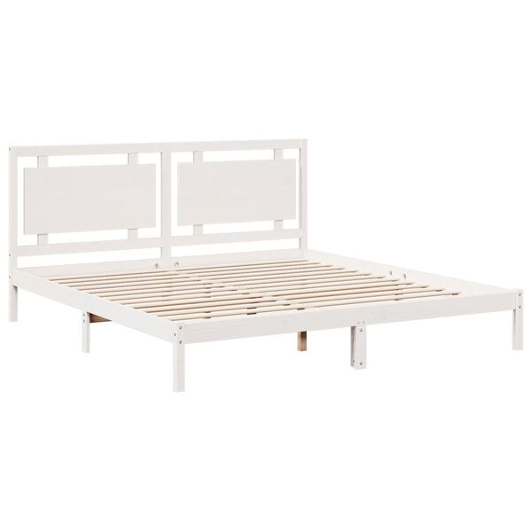 vidaXL Bedframe extra lang zonder matras massief hout wit 200x210 cm