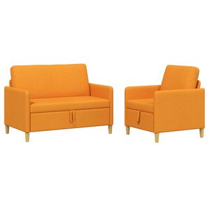 vidaXL Bankenset met opbergruimte 2 st Donkergeel Polyester