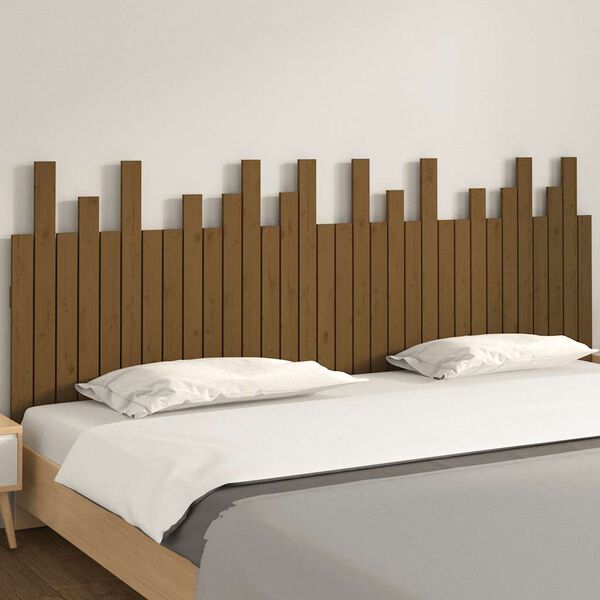 vidaXL Hoofdbord wandmontage 204x3x80 cm grenenhout honingbruin
