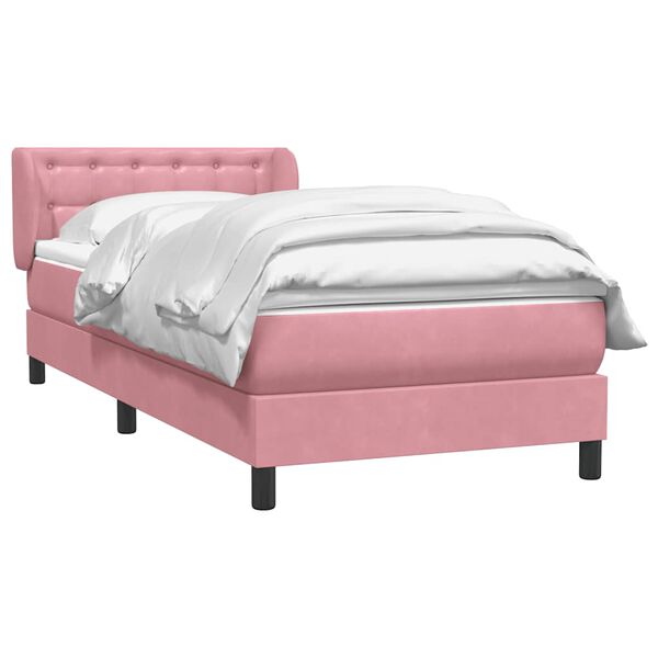 vidaXL Boxspring met matras fluweel roze 100x220 cm