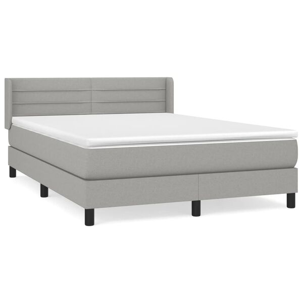 vidaXL Boxspring met matras stof lichtgrijs 140x190 cm