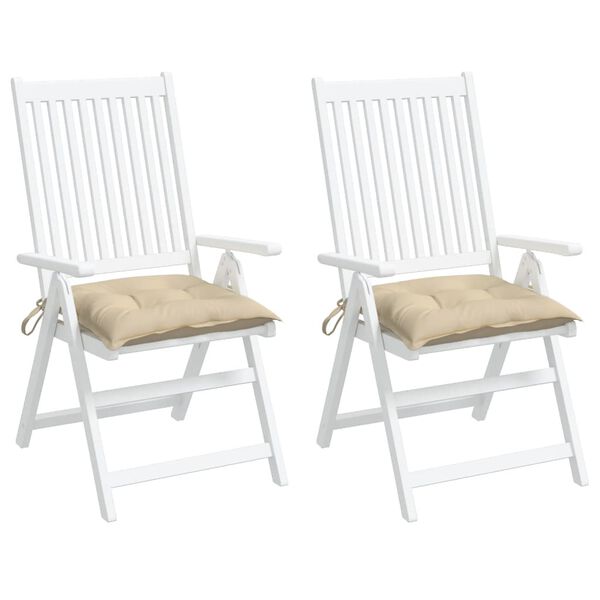 vidaXL Stoelkussens 2 st 40x40x7 cm oxford stof beige