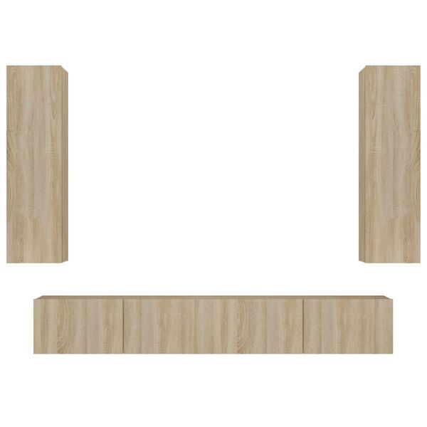 vidaXL 4-delige Tv-meubelset bewerkt hout sonoma eikenkleurig