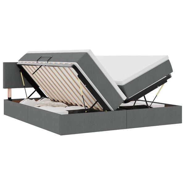 vidaXL Opslag bed met matras Donkergrijs 180 x 200 cm Nep Leer