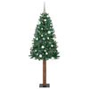 vidaXL Slanke Kerstboom Groen 210 cm PVC en massief dennenhout