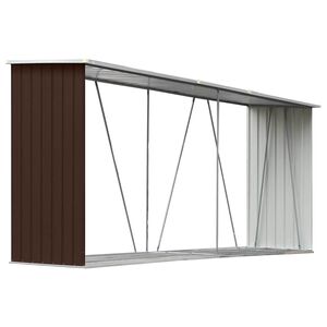 vidaXL Haardhoutschuur 330x84x152 cm gegalvaniseerd staal bruin