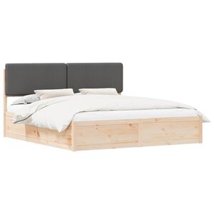 vidaXL Bedframe met Gevoerd Hoofdgedeelte Donkergrijs 180 x 200 cm