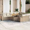 vidaXL 10-delige Loungeset met kussens poly rattan acacia beige