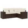 vidaXL 4-delige Loungeset met kussens poly rattan bruin