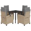 vidaXL 5-delige Tuinset met kussens poly rattan gemengd beige