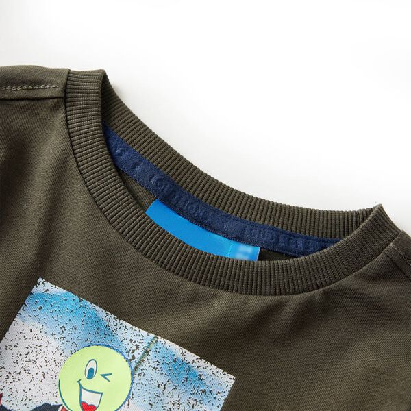Kindershirt met lange mouwen 140 kakikleurig
