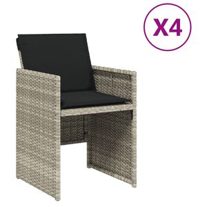 vidaXL Tuinstoelen 4 st met kussens poly rattan lichtgrijs