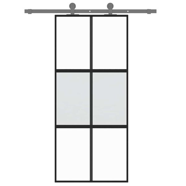 vidaXL Schuifdeur 90x205 cm gehard glas en aluminium zwart