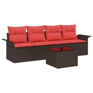 vidaXL Bankstel 5 st Bruin poly rattan