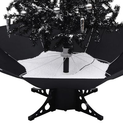 vidaXL Kerstboom sneeuwend met paraplubasis 140 cm PVC zwart