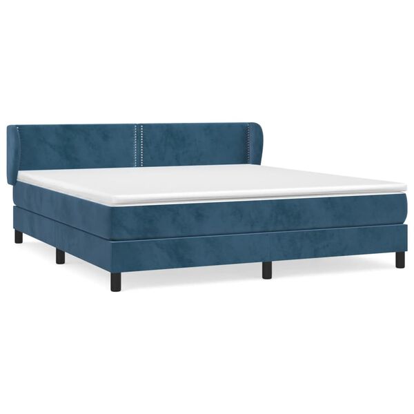 vidaXL Boxspring met matras fluweel donkerblauw 180x200 cm