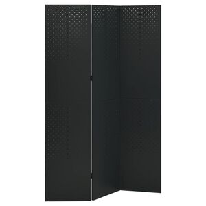 vidaXL Kamerscherm met 3 panelen 120x180 cm staal zwart