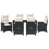 vidaXL Tuin eettafelset met kussen 7 pcs Zwart poly rattan