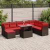 vidaXL 9-delige Loungeset met kussens poly rattan acacia bruin