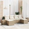 vidaXL Tuin Sofa Set met kussen 6 pcs Beige en Cr&egrave;me Poly Rattan