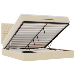 vidaXL Ottoman bed met matras en LED's 180x200cm stof cr&egrave;mekleurig