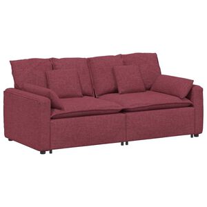 vidaXL Modulaire bank met kussens wijnrood