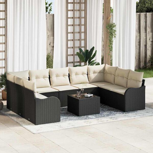 vidaXL Tuin Sofa Set 10 pcs Zwart poly rattan