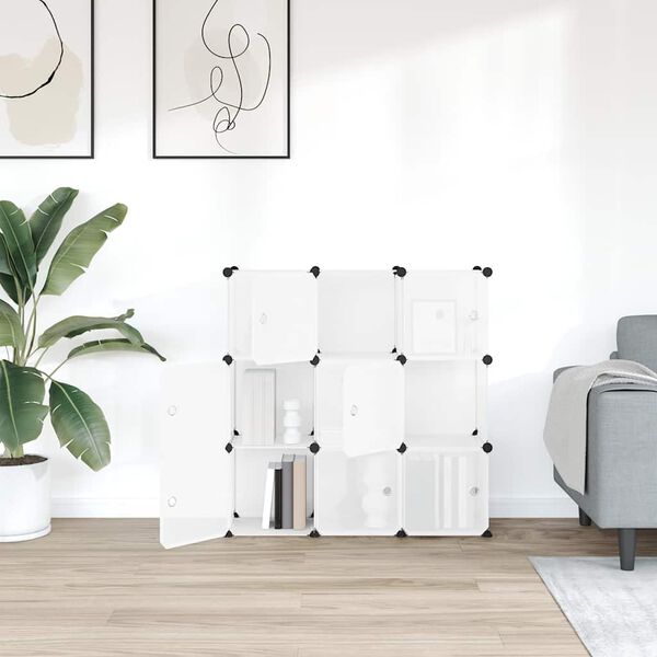 vidaXL Opbergkubus organizer met 9 kubussen en deuren transparant PP