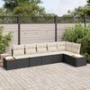 vidaXL Tuin Sofa Set met kussen 6 pcs Zwart poly rattan