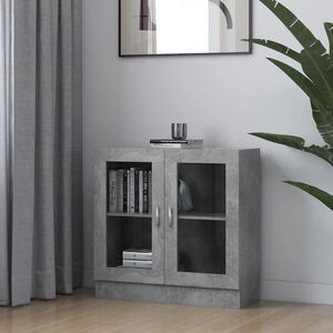 vidaXL Vitrinekast 82,5x30,5x80 cm bewerkt hout betongrijs
