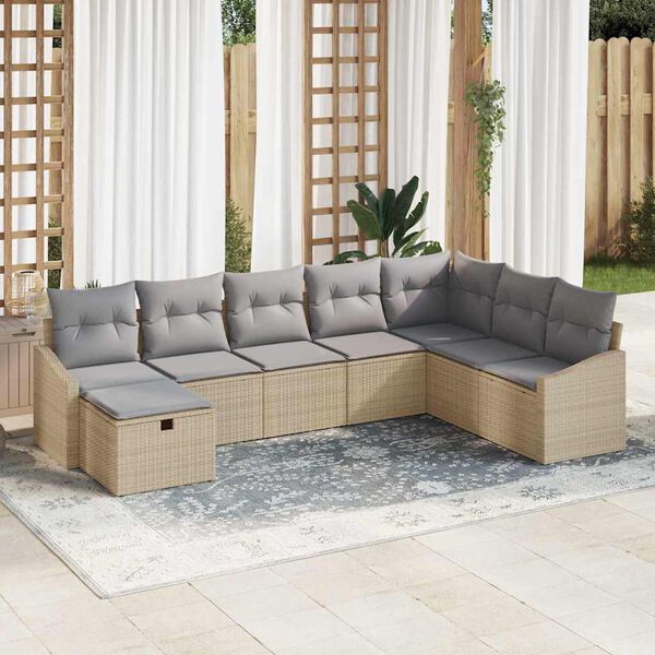 vidaXL Tuin Sofa Set met kussen met opslag 8 pcs poly rattan